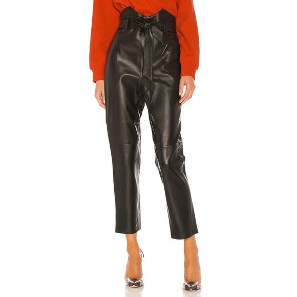 L'Academie Pants - L'Academie Delaney Leather Pants Black